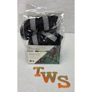 Good2Go Black All Weather Dog Boots‎ Size S Reflective Neoprene